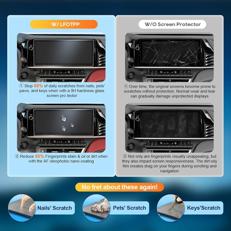 LFOTPP Matte Anti Glare for 2025 2026 Camry Screen Protector 12.3 inch Touchscreen 2025+ Toyota Camry XLE/XSE Tempered Glass Protective Film 2025 2026 Camry Accessories [Anti-Fingerprint] - Image 5